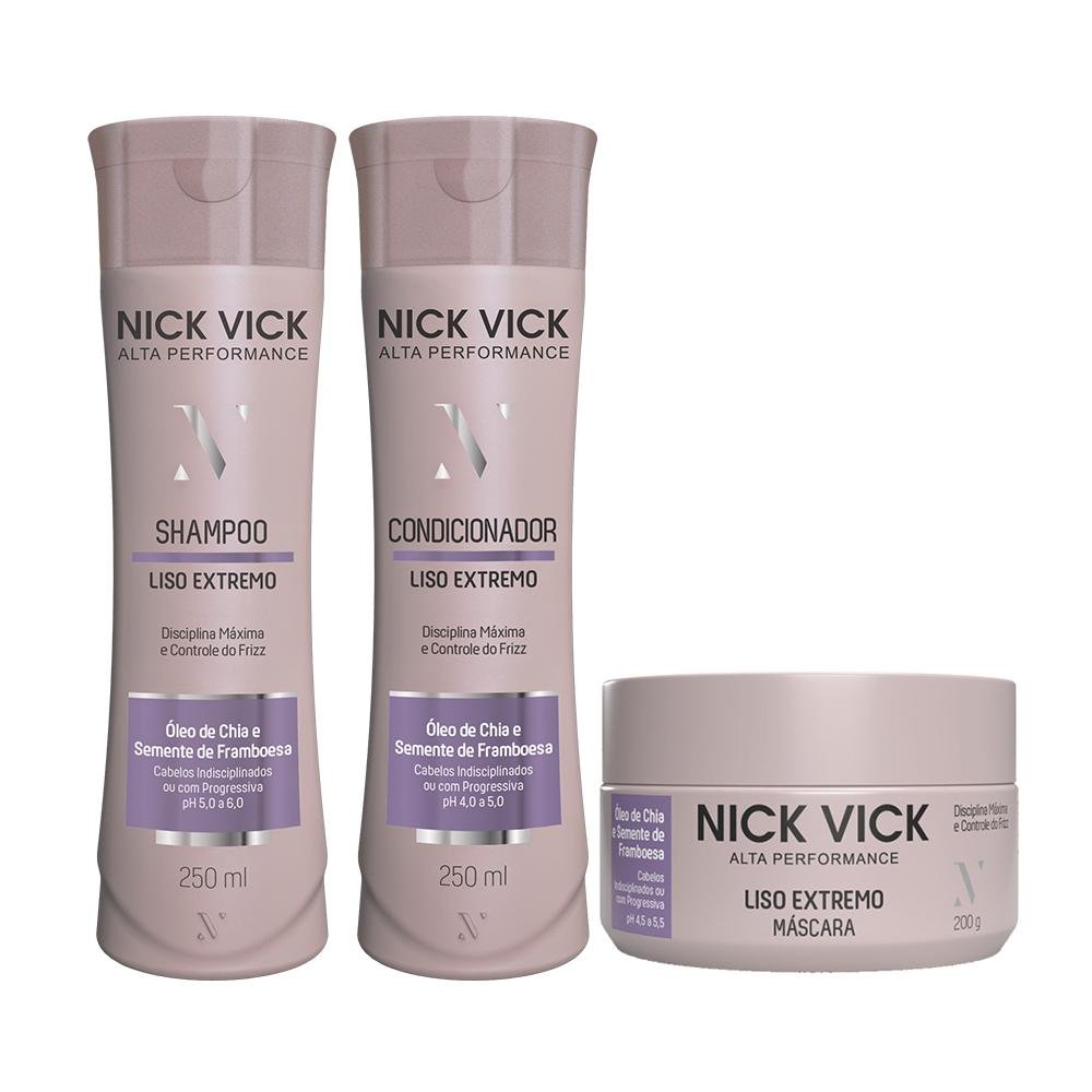 Kit NICK VICK Liso Extremo Shampoo Condicionador e Máscara ÚNICO 1