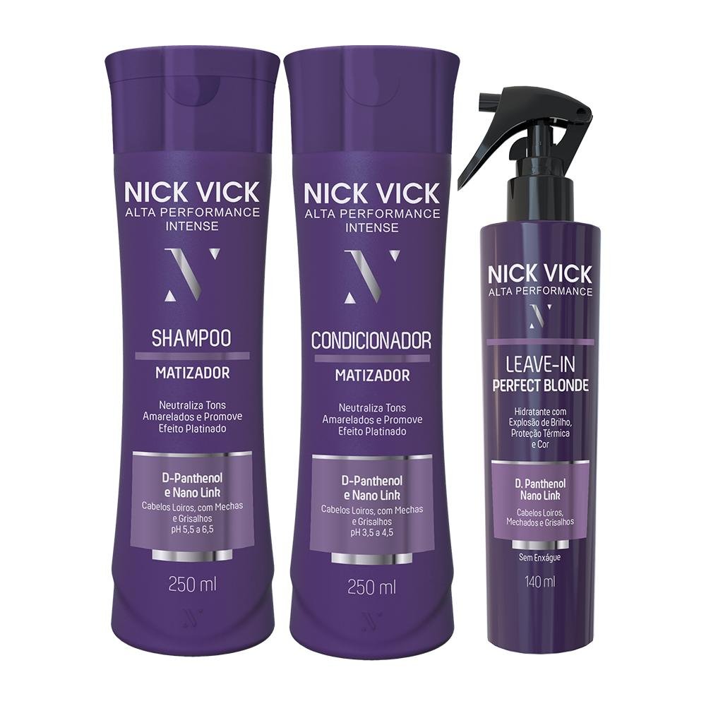 Kit NICK VICK Matizador Shampoo Cond e Leite Condicionante ÚNICO 1