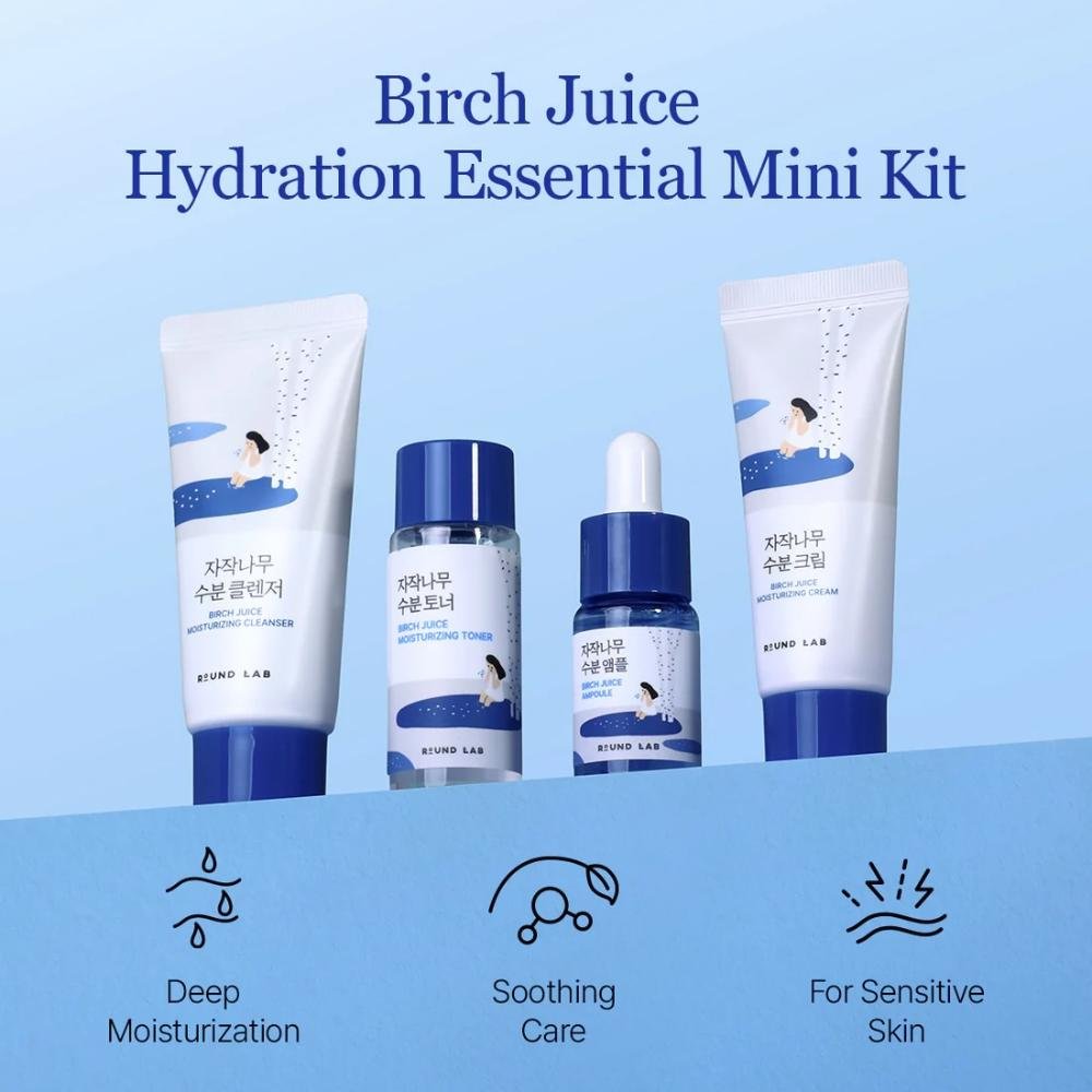 Kit Travel Round Lab Birch Moisturizing 4 produtos Mini Hidratante ÚNICO 3
