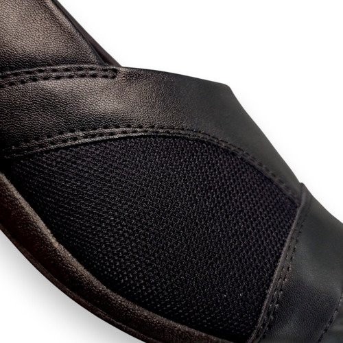 Sandalia Feminina Anabela Salto Baixo Joanetes Confortavel Calce Facil Preto 3