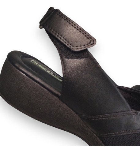 Sandalia Feminina Anabela Salto Baixo Joanetes Confortavel Calce Facil Preto 5