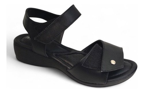 Sandalia Feminina Papete Salto Baixo Anabela com Calce Facil Confortavel Preto 2