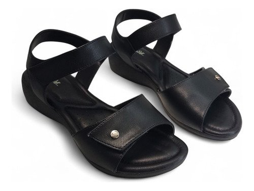 Sandalia Feminina Papete Salto Baixo Anabela com Calce Facil Confortavel Preto 3
