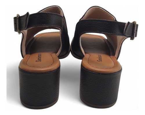 Sandalia Feminina Couro Legitimo Salto Grosso Confort Marrom Escuro 6