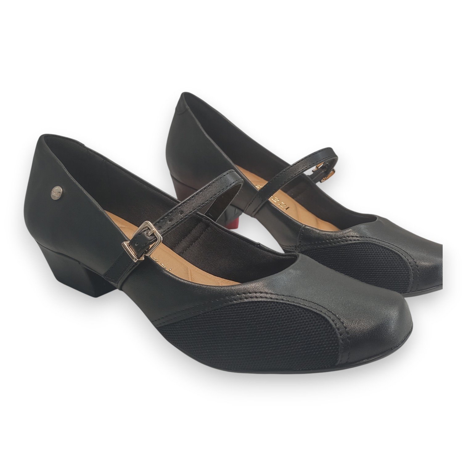 Sapato Feminino Social Salto Boneca Baixo Grosso Confortavel Joanetes Preto 4