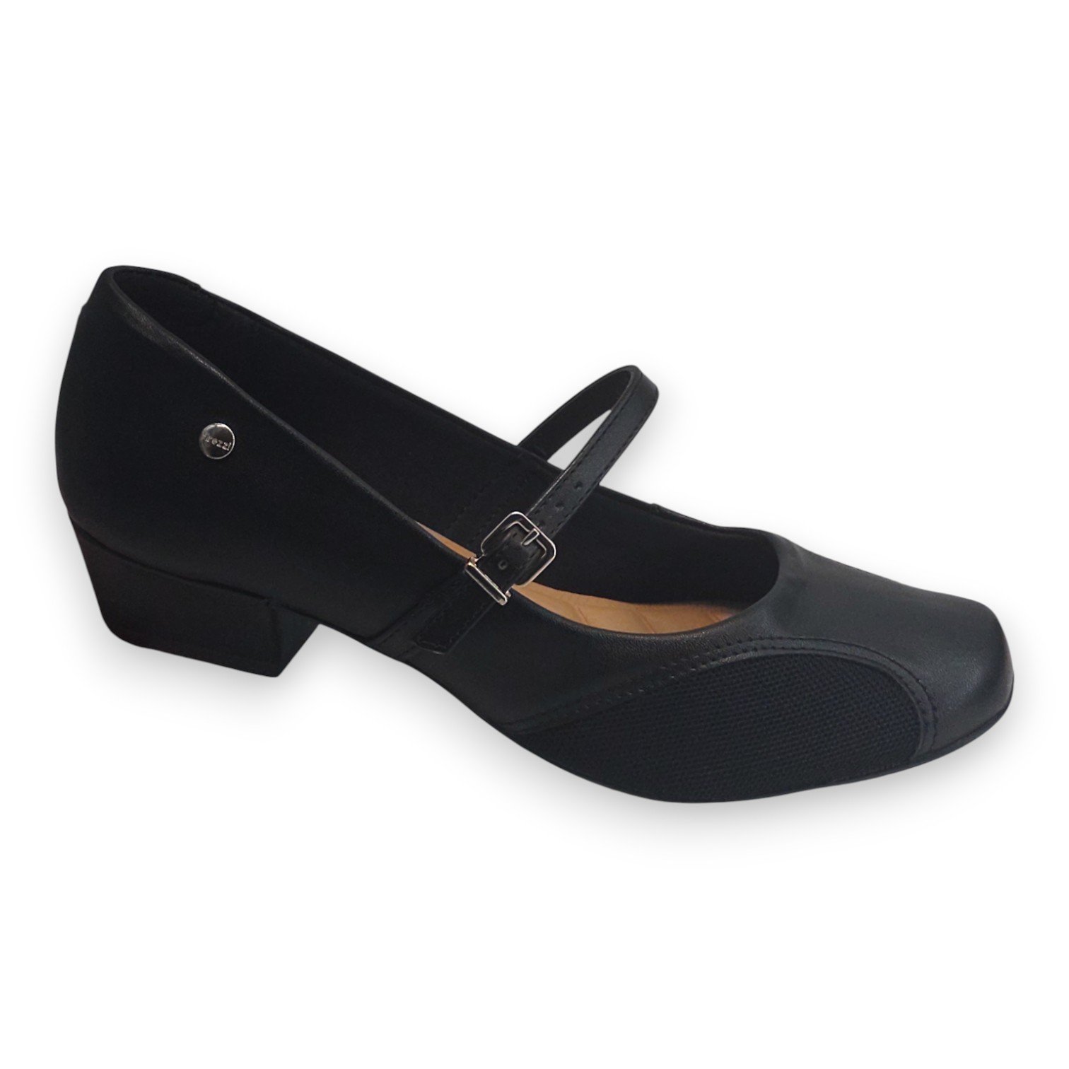 Sapato Feminino Social Salto Boneca Baixo Grosso Confortavel Joanetes Preto 5