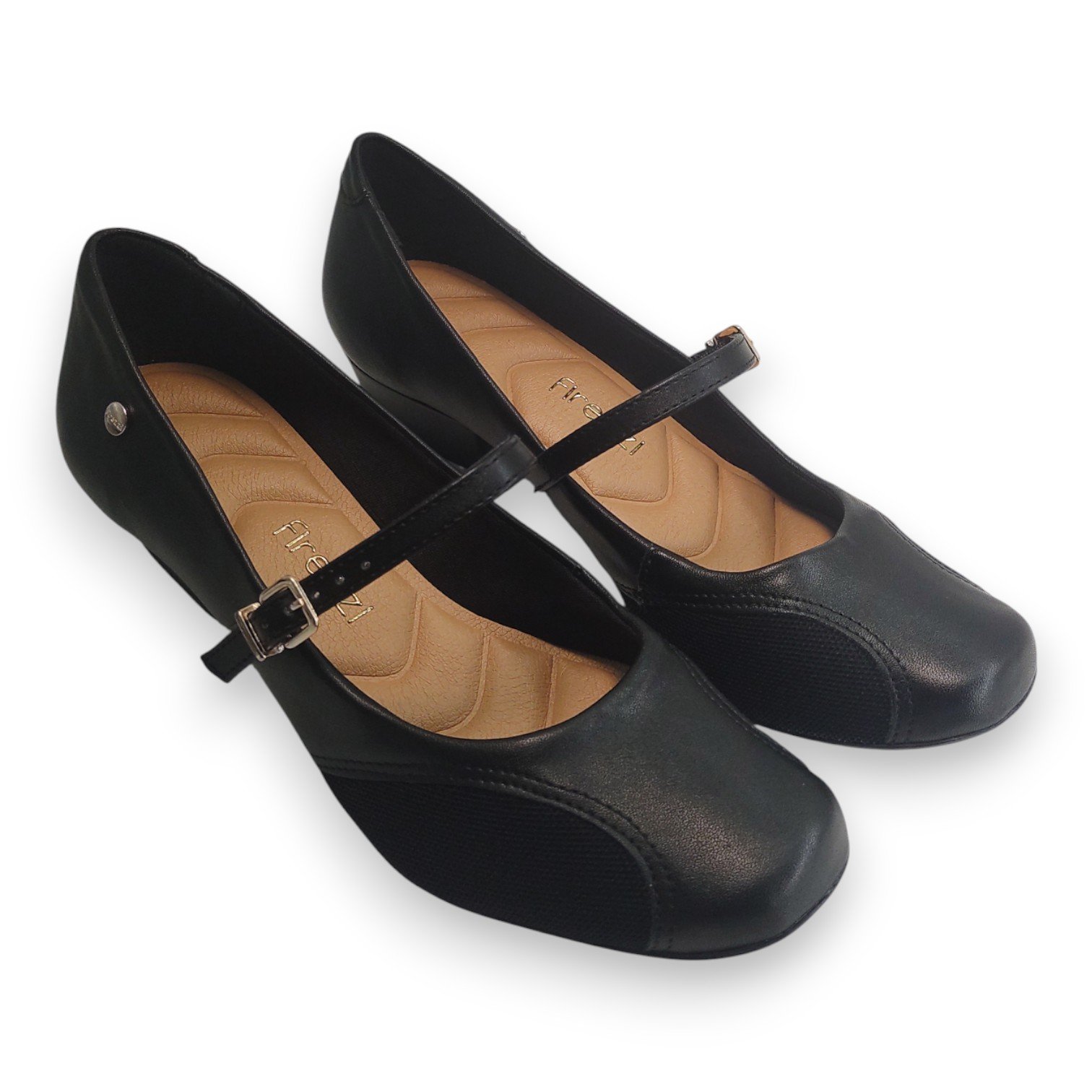 Sapato Feminino Social Salto Boneca Baixo Grosso Confortavel Joanetes Preto 6