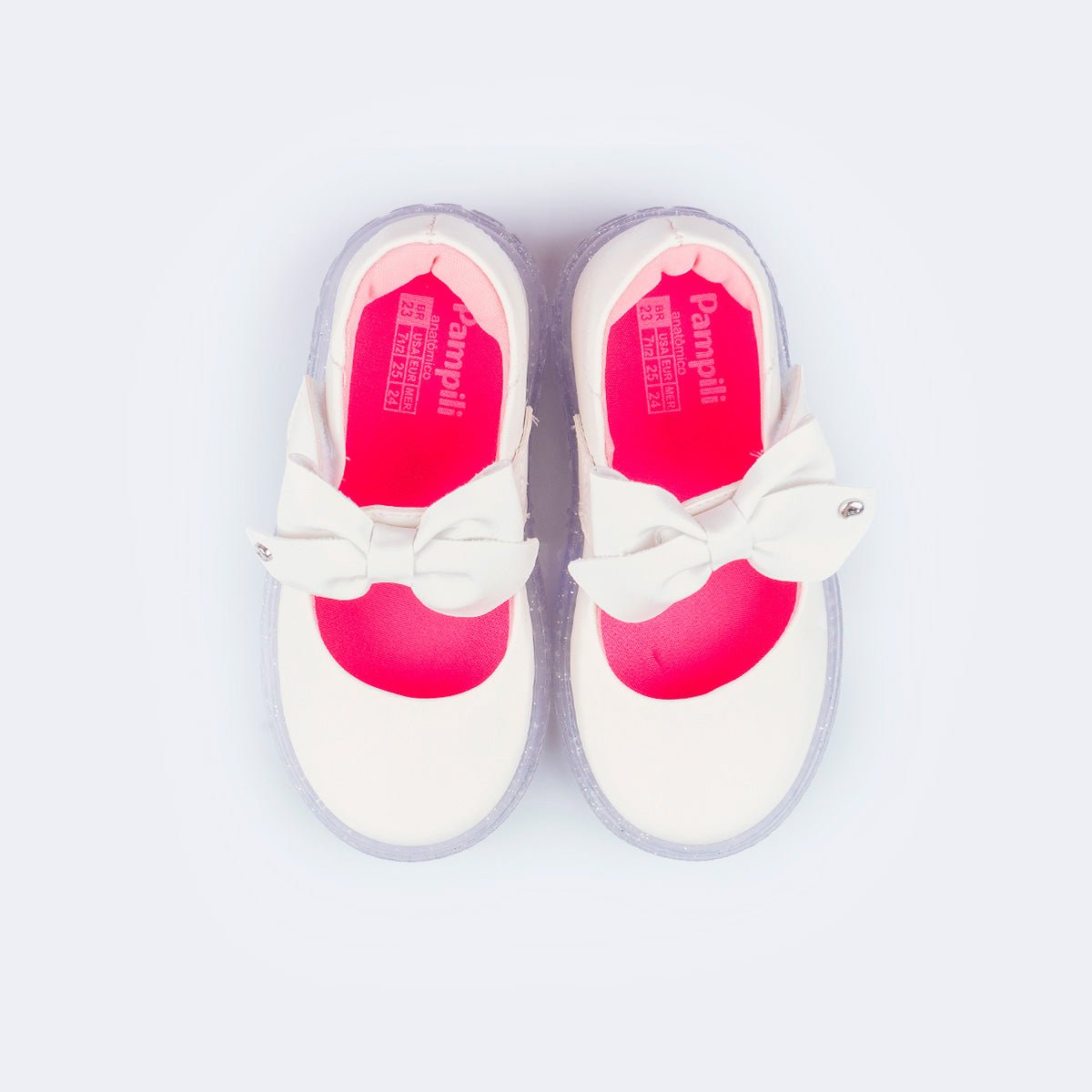 Sapato Infantil Menina Pampili com Led Anatomico Luxo Branco 3