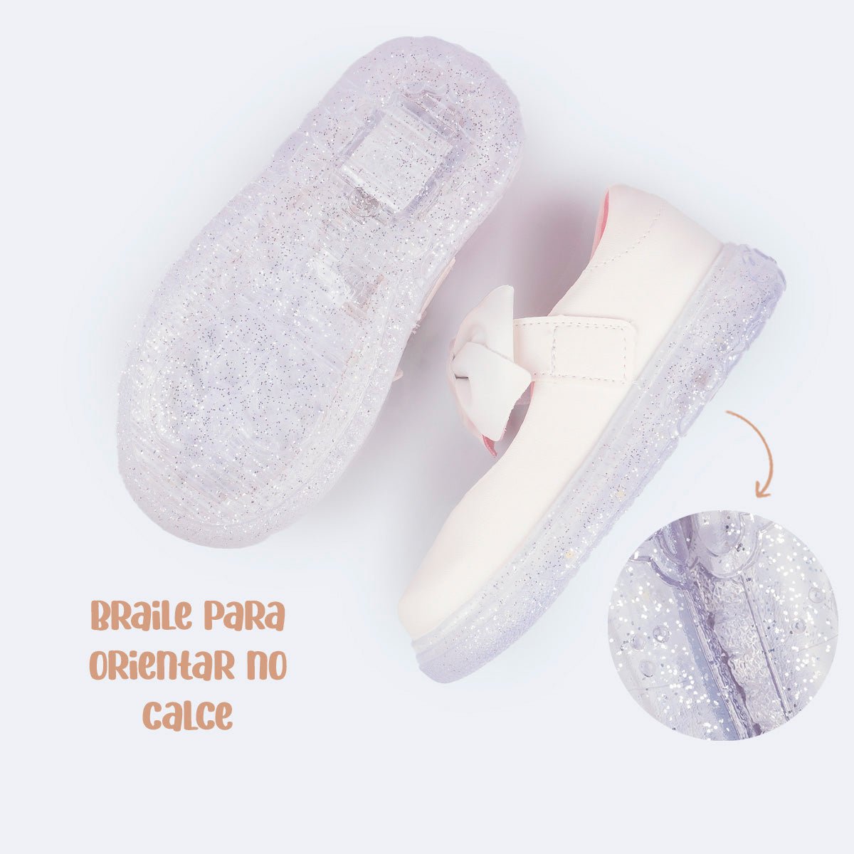 Sapato Infantil Menina Pampili com Led Anatomico Luxo Branco 4