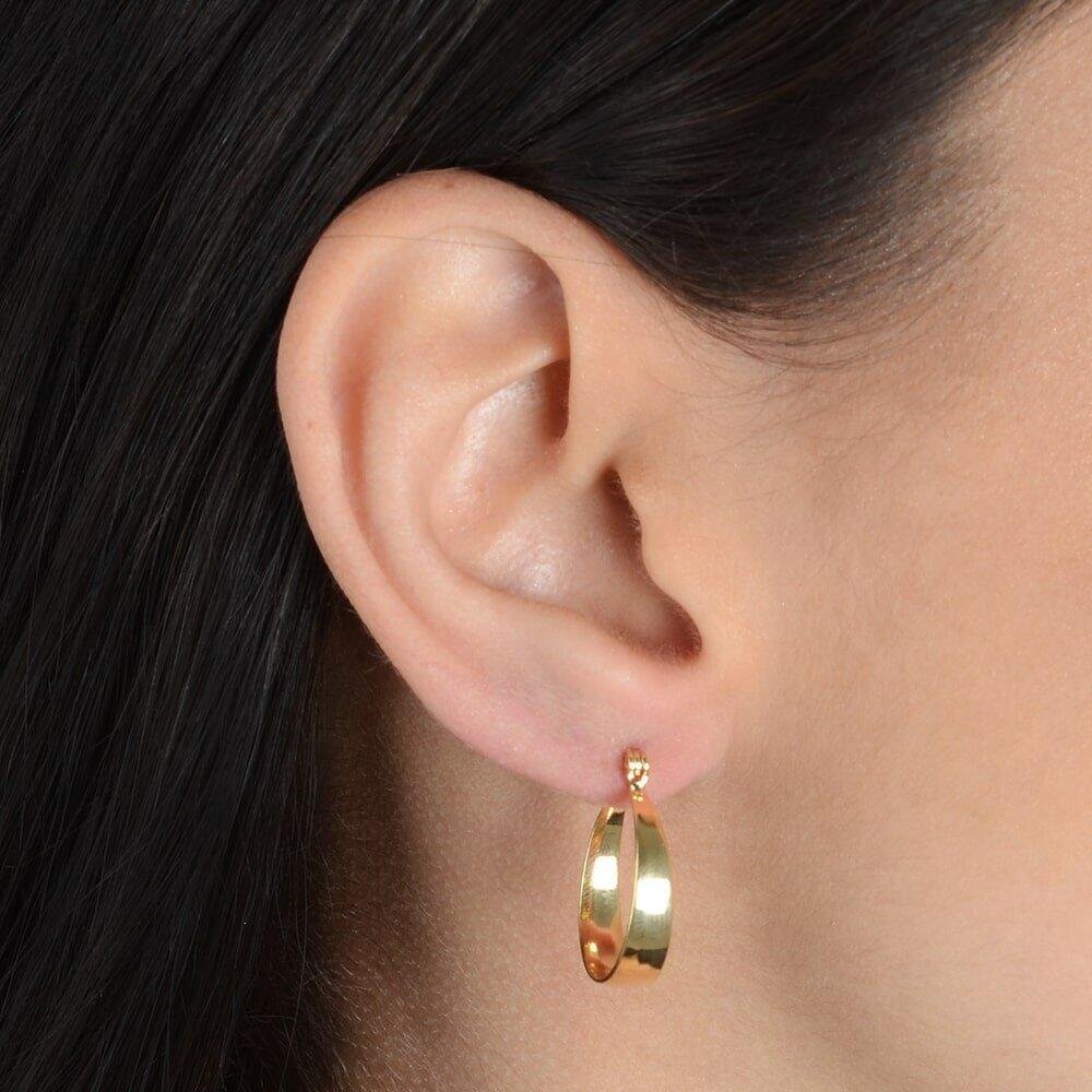 Brinco Dourado de Argola Média Lisa Chapada Dourado 2