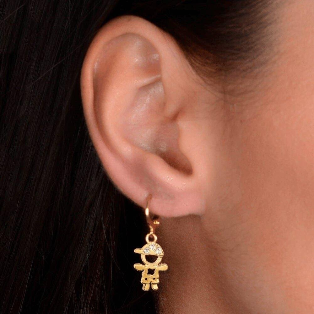 Brinco Dourado de Argolinha Filho Menino Pedras Zircônia Dourado 2