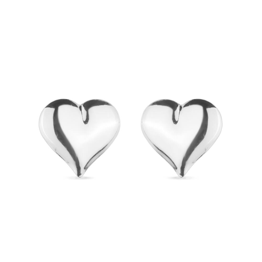 Brinco Prateado de Coração Médio