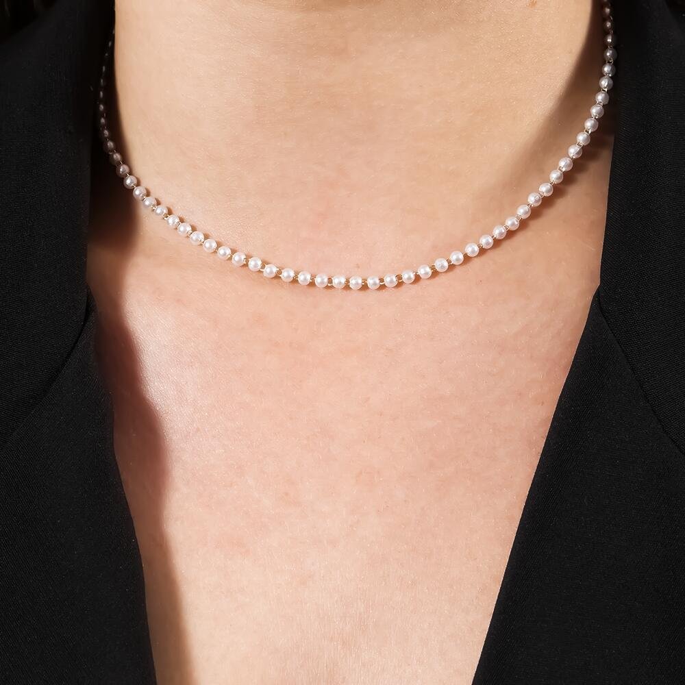 Colar Dourado Chocker de Pérolas Dourado 2