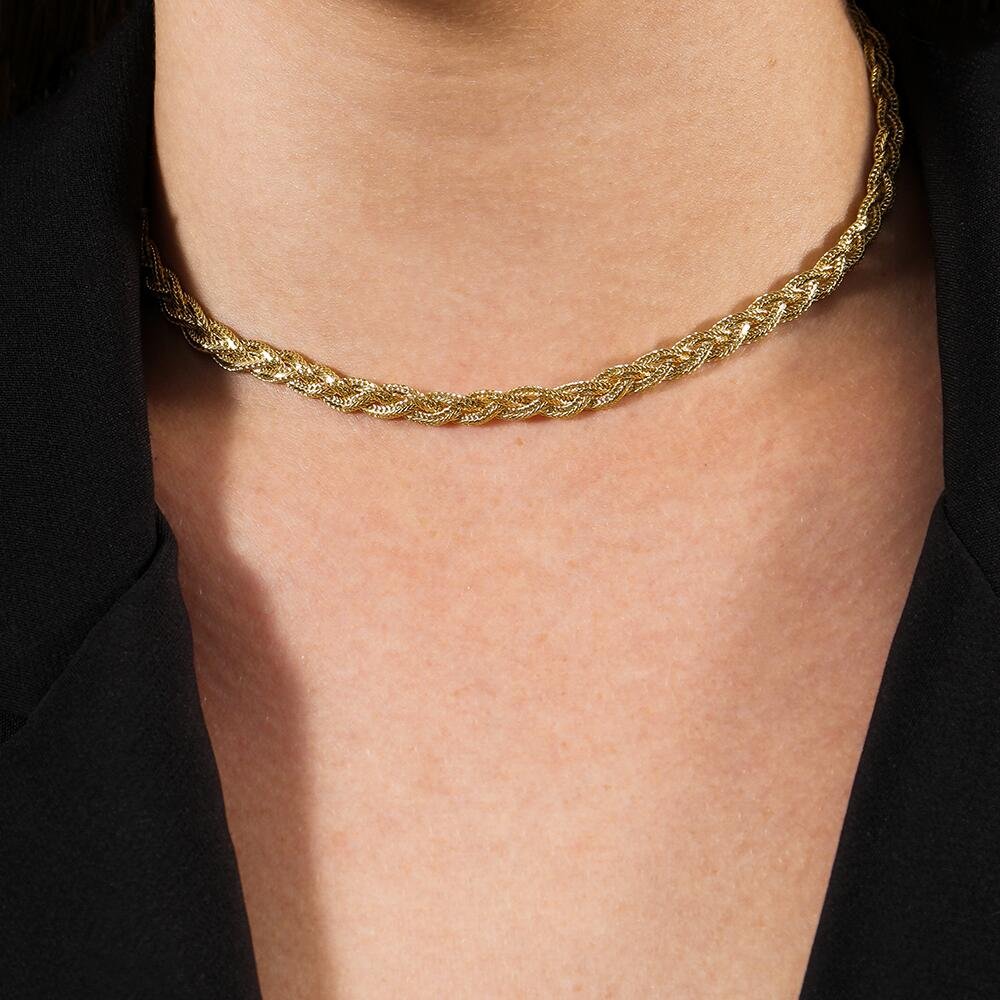 Colar Dourado Chocker Trançada Dourado 2