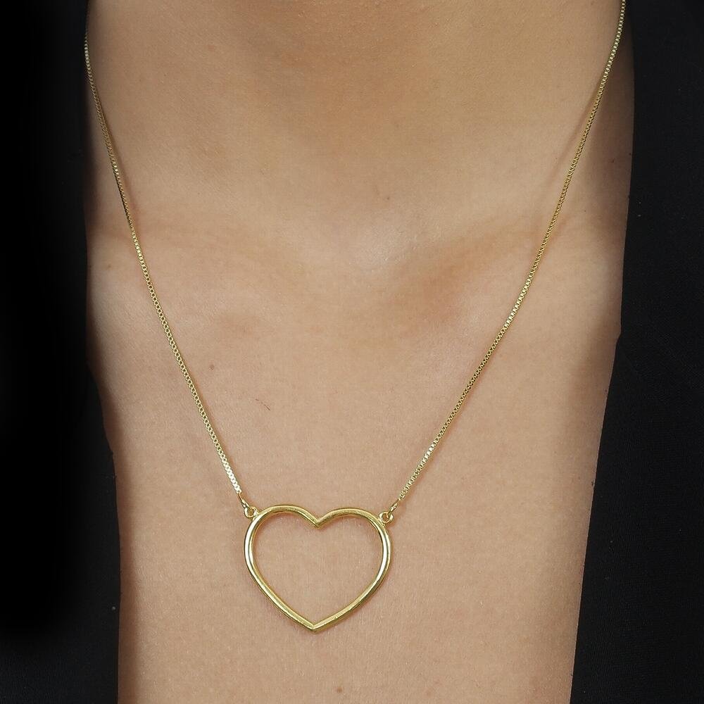 Colar Dourado de Coração Vazado Arco Dourado 2