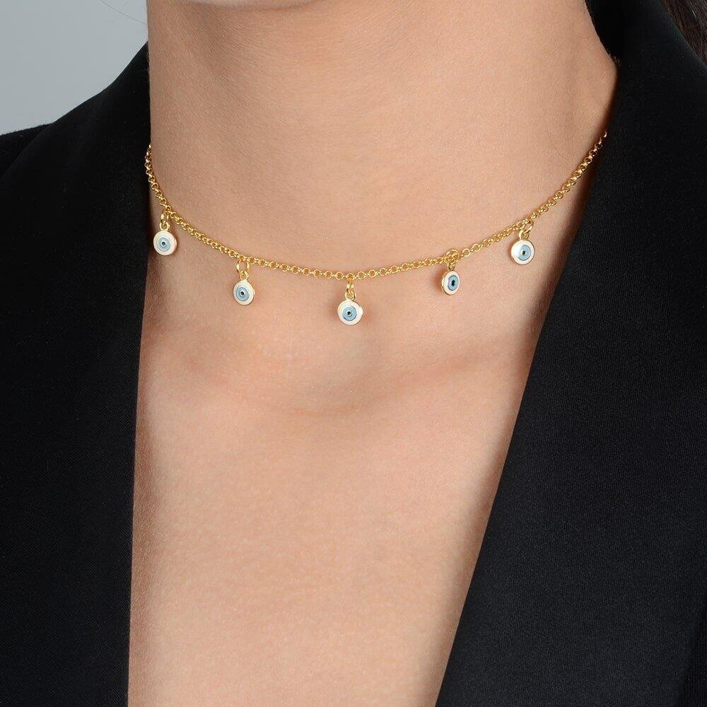 Colar Dourado Olho Grego Dourado 2