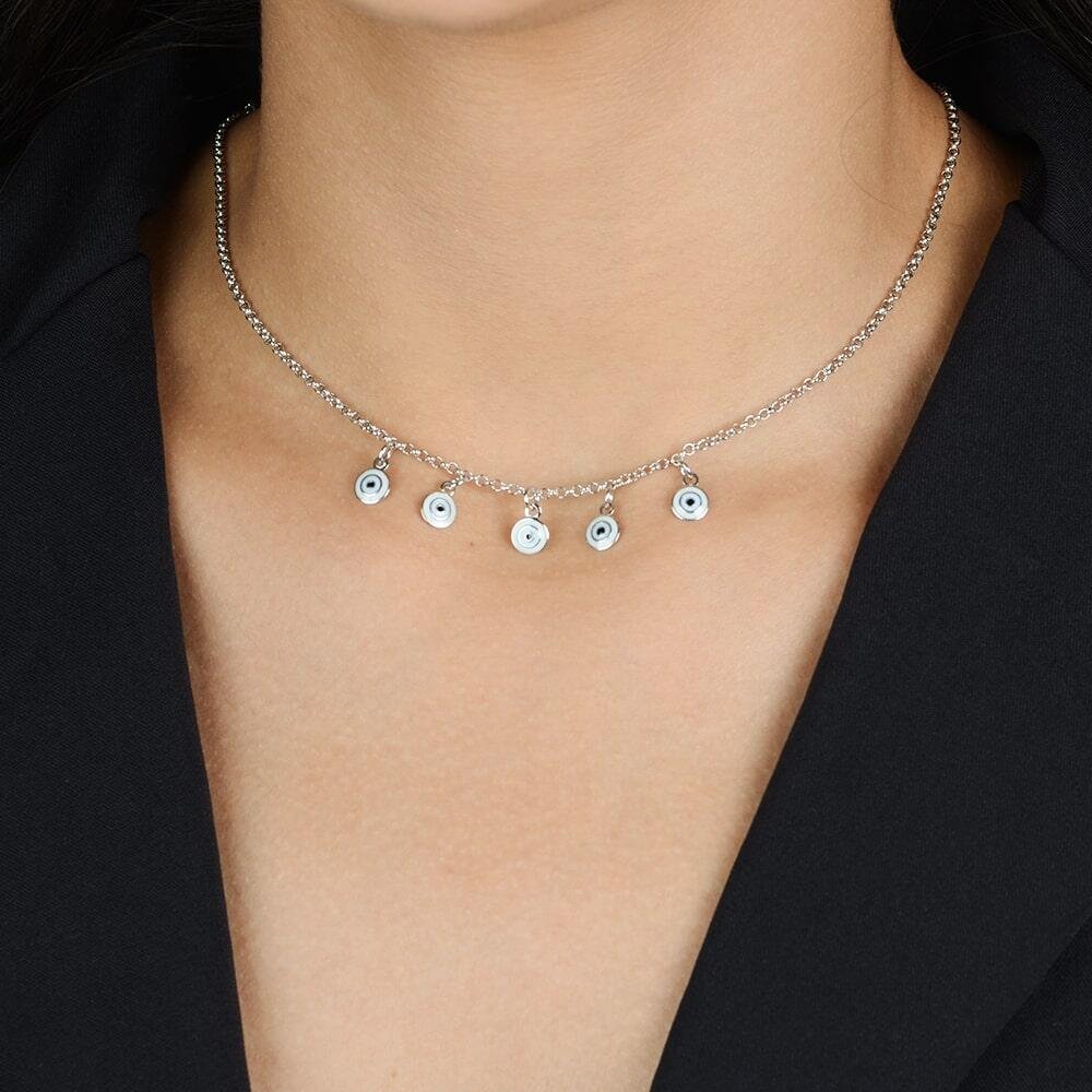 Colar Prateado Olho Grego Prata 2