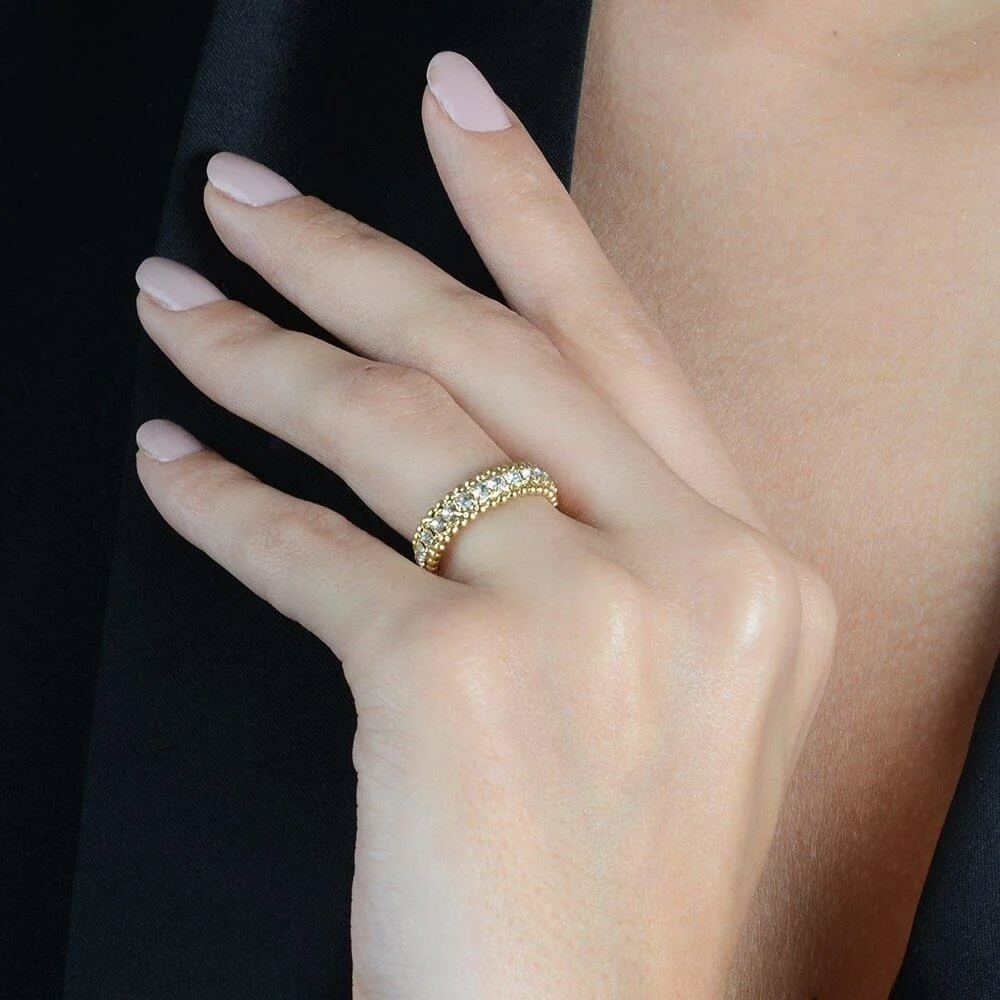 Anel Dourado Aparador Cravejado de Zircônia Dourado 2