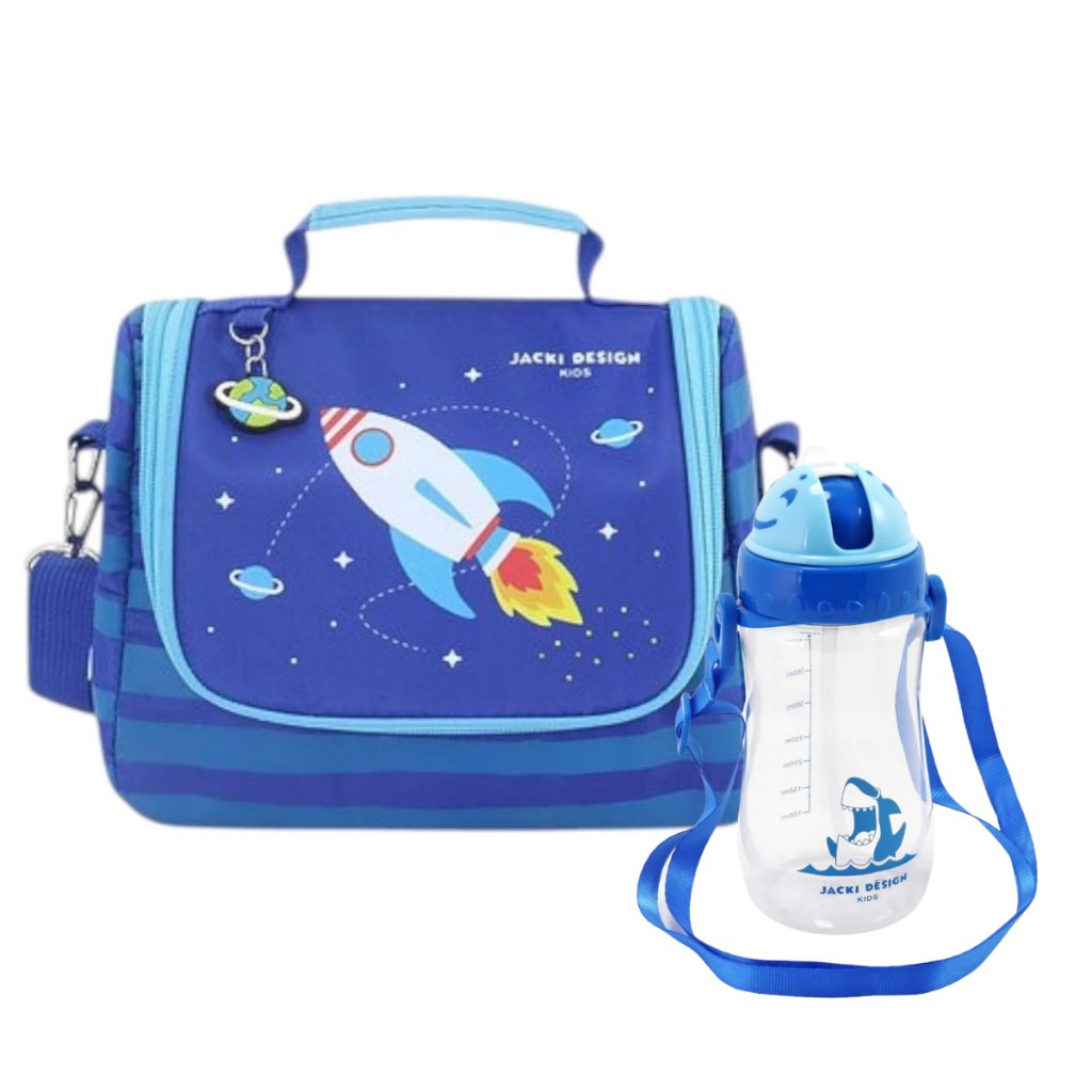 Kit Lancheira Bolsa Termica Infantil + Garrafinha Escolar Animais Jacki Design