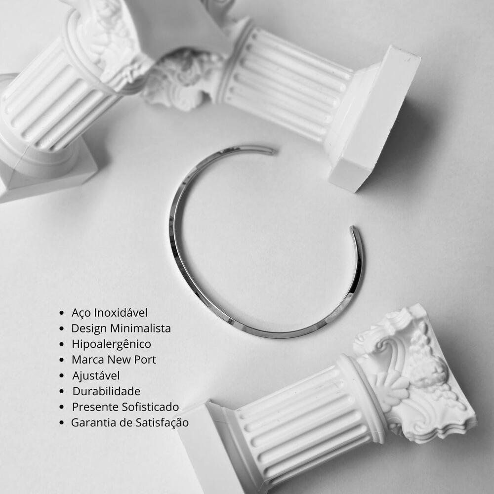 Pulseira Aço Prateado Minimalista New Port Prata 2