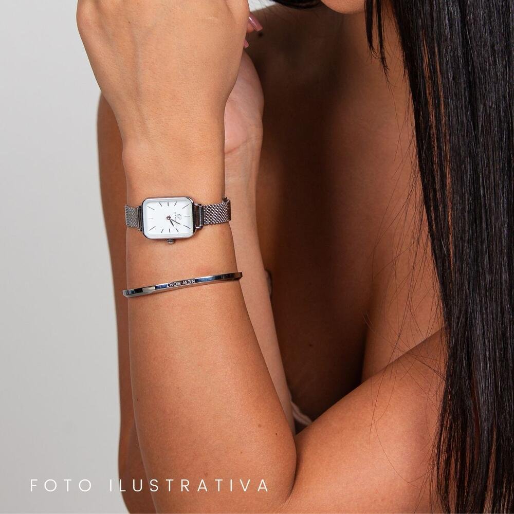 Pulseira Aço Prateado Minimalista New Port Prata 5