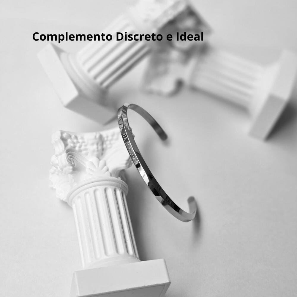 Pulseira Aço Prateado Minimalista New Port Prata 6