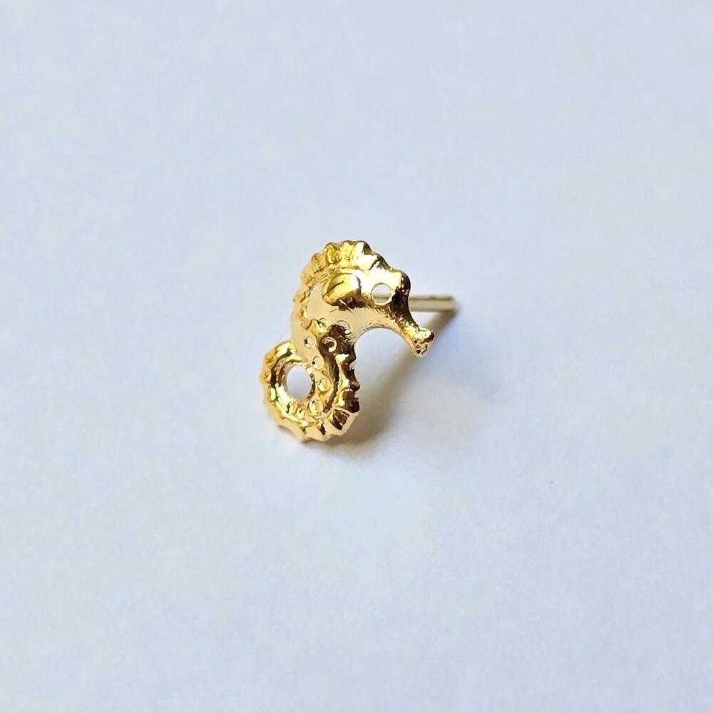 Brinco Banhado a Ouro 18k Feminino Cavalo Marinho Dourado Dourado 4