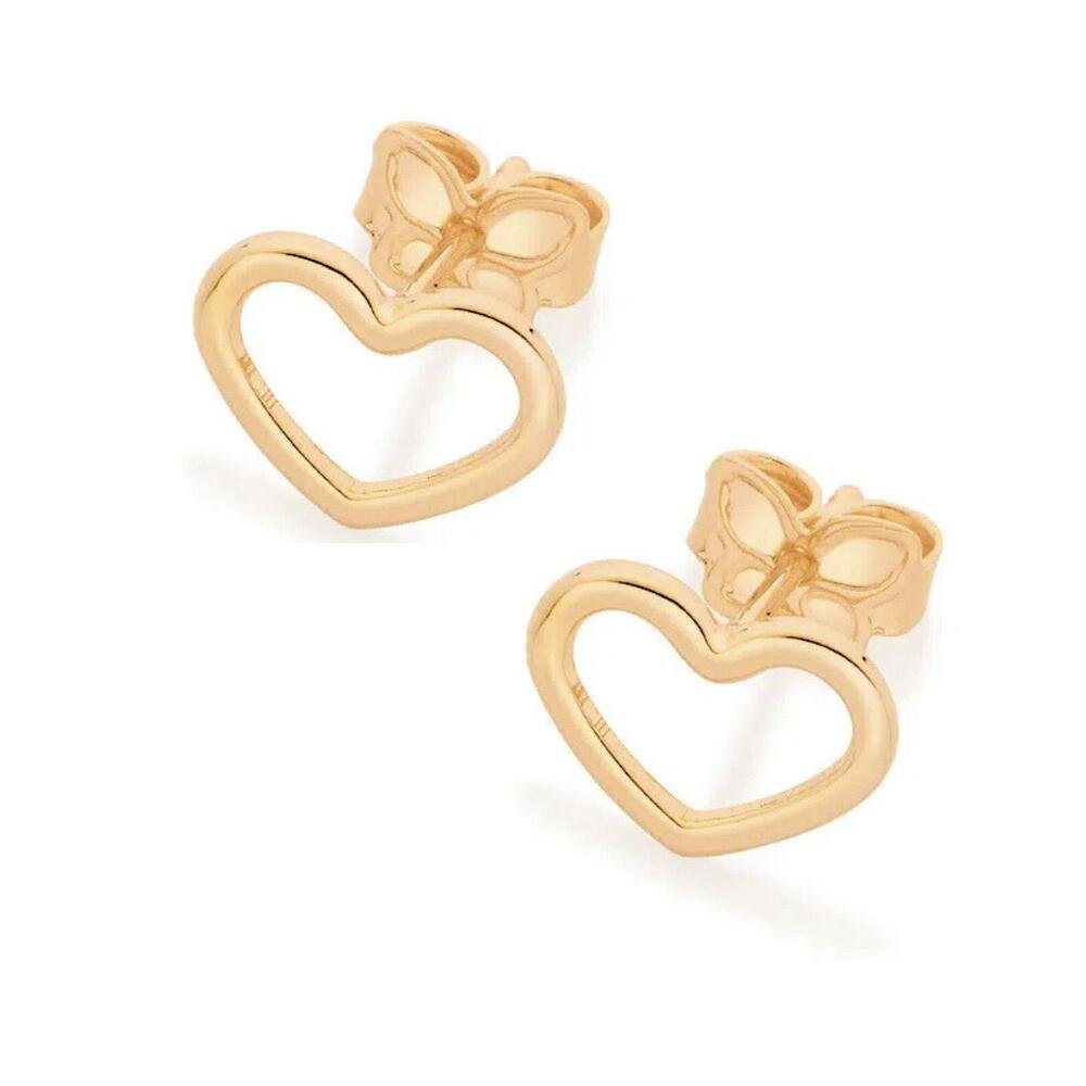 Brinco Coração Banhado a Ouro 18k Feminino Dourado Pequeno