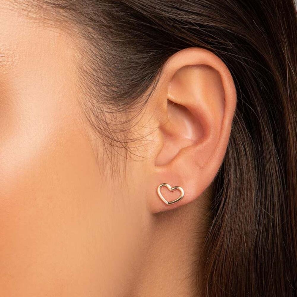 Brinco Coração Banhado a Ouro 18k Feminino Dourado Pequeno Dourado 3