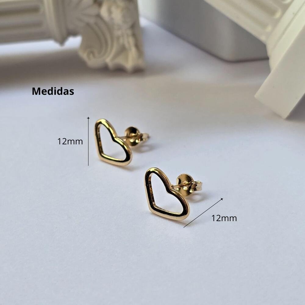 Brinco Coração Banhado a Ouro 18k Feminino Dourado Pequeno Dourado 4