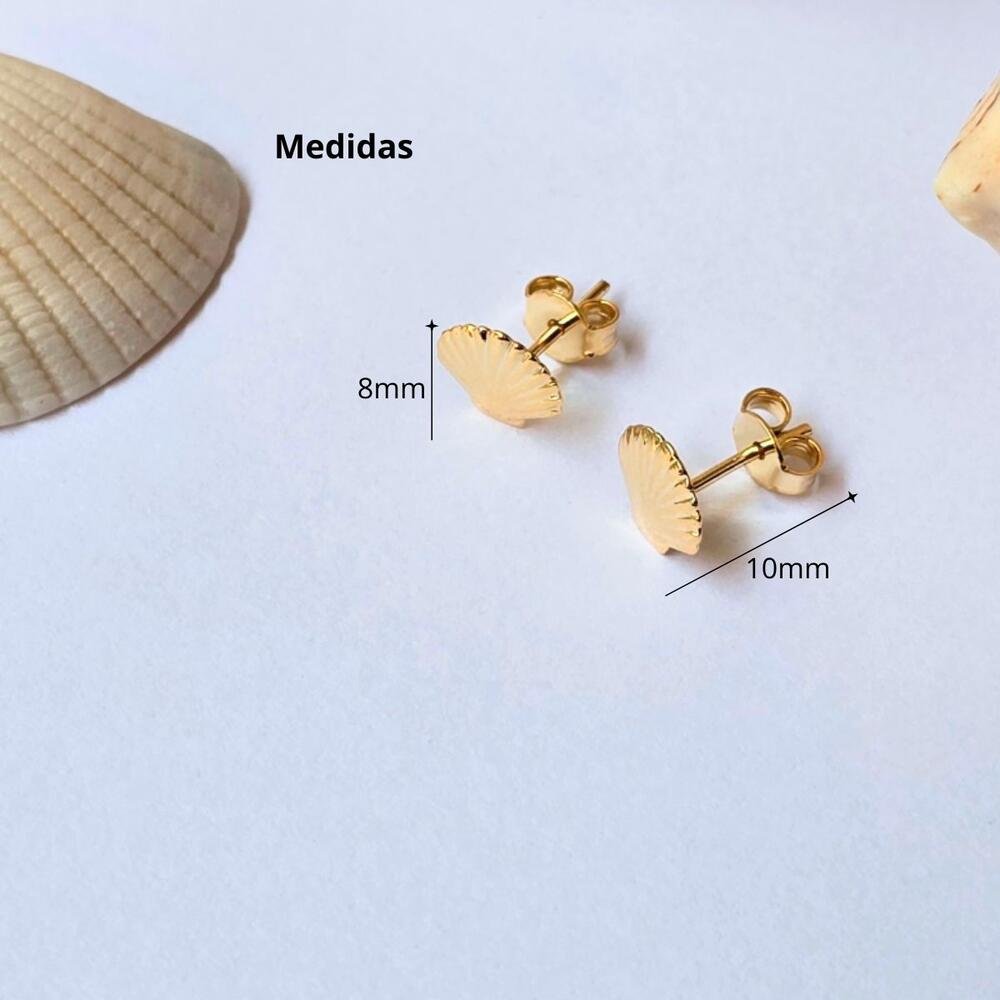 Brinco Feminino Concha do Mar Banhado a Ouro Dourado Pequeno Dourado 4