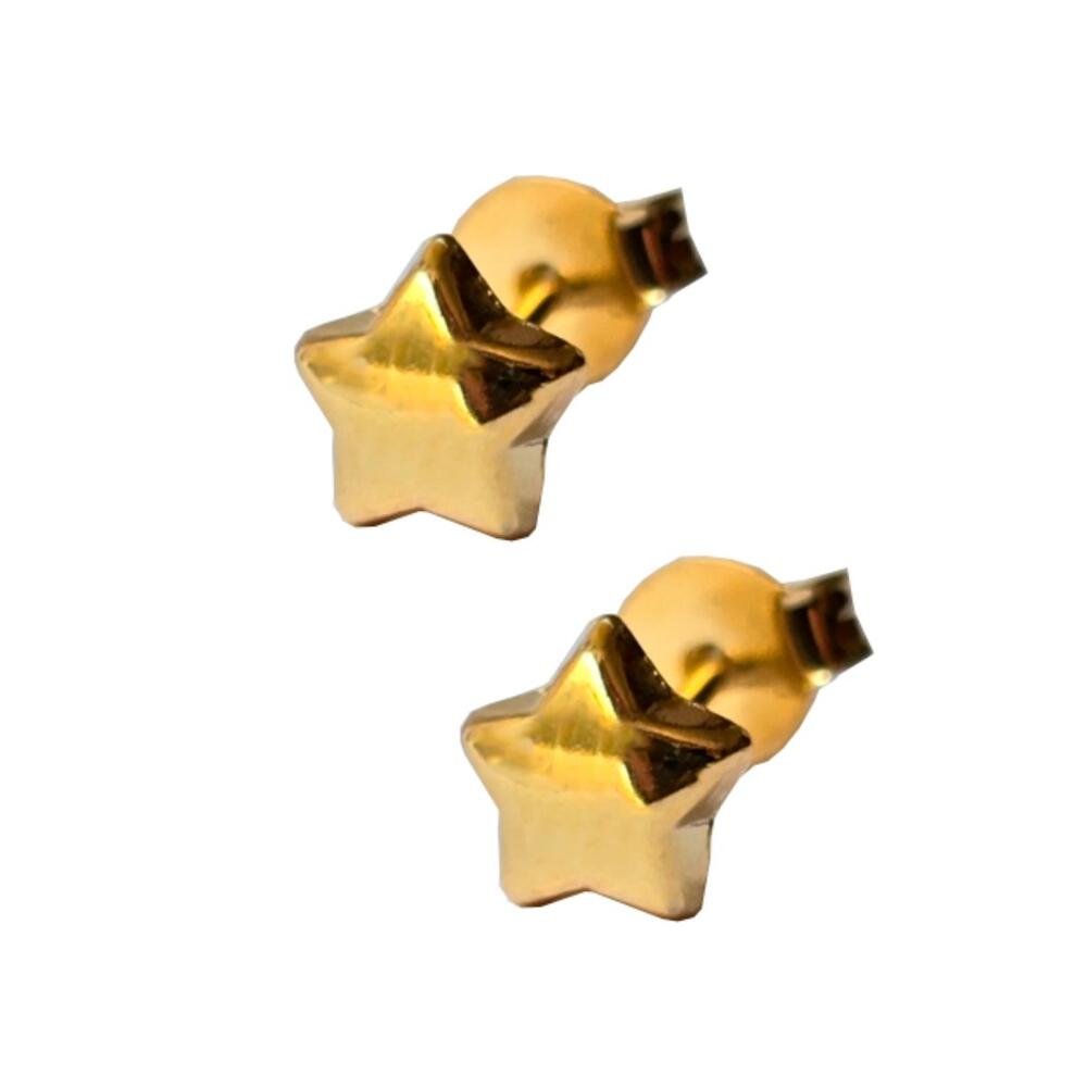 Brinco Feminino Estrela Banhado a Ouro 18k Dourado Pequeno Dourado 4