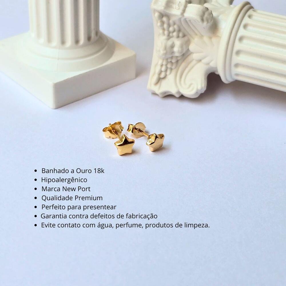 Brinco Feminino Estrela Banhado a Ouro 18k Dourado Pequeno