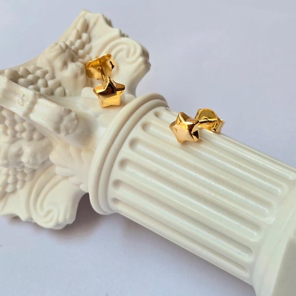 Brinco Feminino Estrela Banhado a Ouro 18k Dourado Pequeno Dourado 3