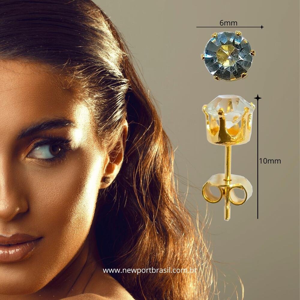 Brinco Ponto de Luz Ouro 18K Hipoalergênico Dourado 2