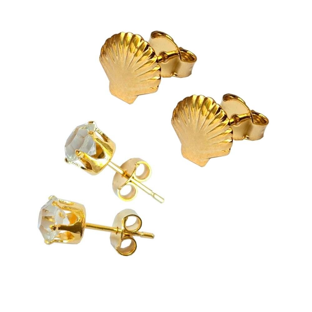 Brinco Feminino Ponto De Luz Estrela Banhado a Ouro Dourado