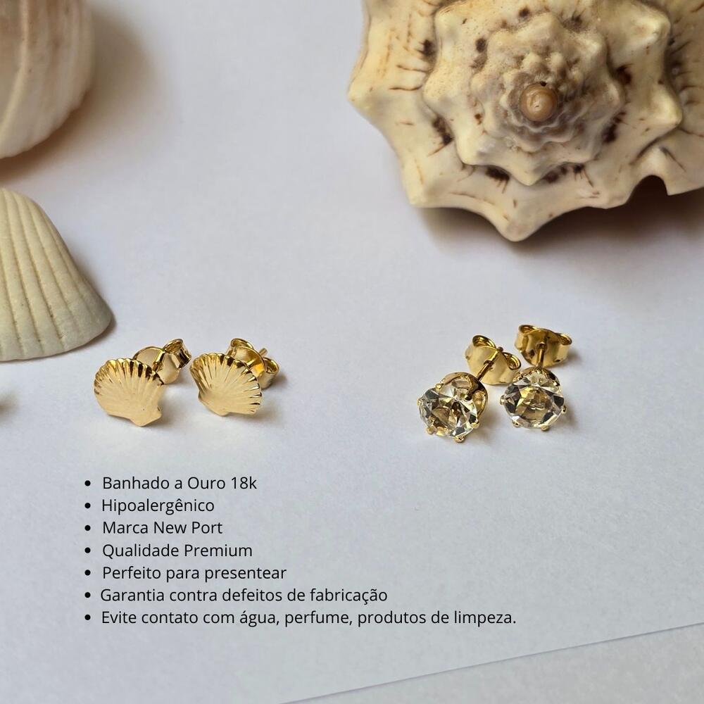 Brinco Feminino Ponto De Luz Estrela Banhado a Ouro Dourado Dourado 4