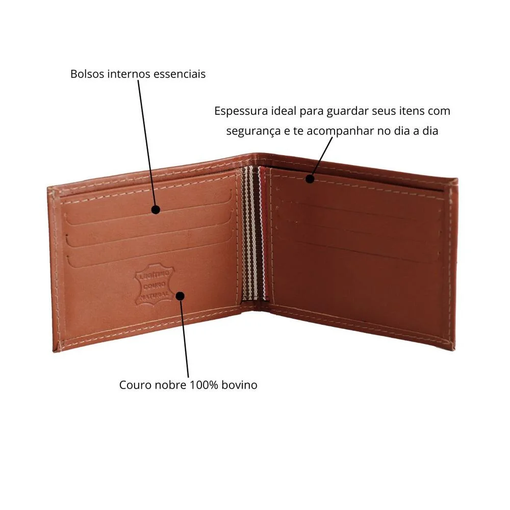 Carteira Couro Legítimo Dobrável Horizontal  Marrom 3