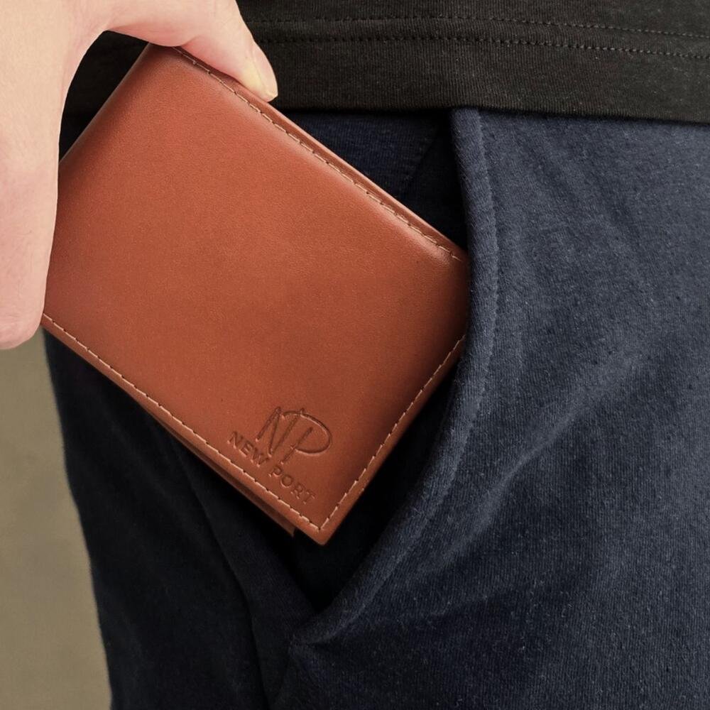 Carteira Couro Legítimo Dobrável Horizontal  Marrom 8