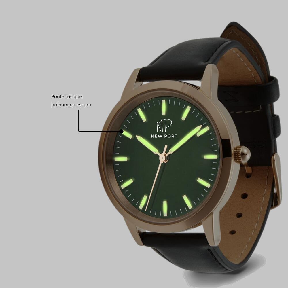 Relógio de Luxo Feminino Clássico Analógico Casual New Port Preto 6