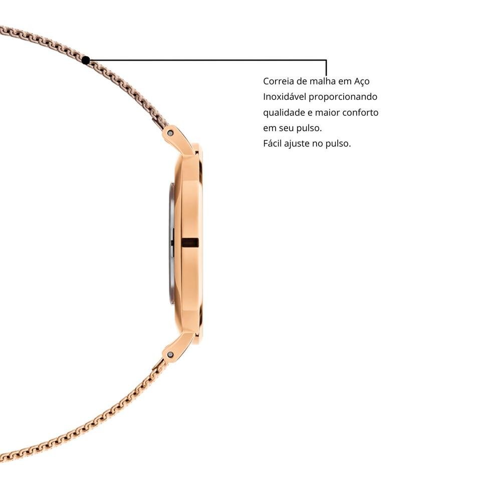 Relógio Feminino Analógico Casual Elegante Rosé New Port Rosé 4