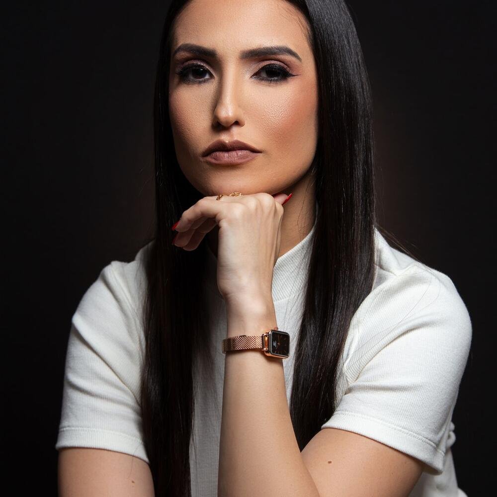 Relógio Feminino Quadrado Casual Elegante Analógico New Port Dourado 4