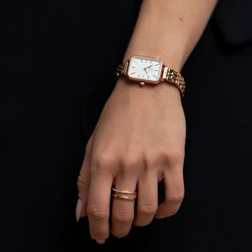 Relógio Feminino Quadrado Delicado Elegante Rose New Port Rosé 6
