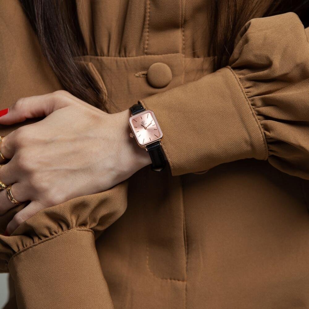Relógio Feminino Quadrado Elegante Analógico Rosé New Port Rosé 2