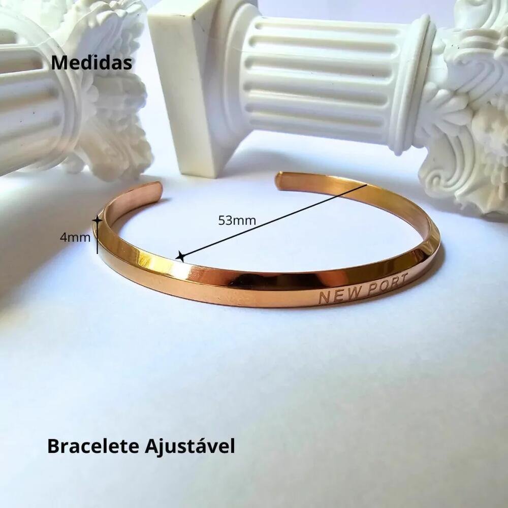 Relógio Feminino Quadrado Rose Casual New Port + Bracelete Rosé 3