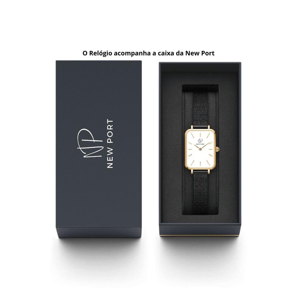 Relógio Feminino Quadrado Vermont Black + Bracelete Rosé Rosé 8