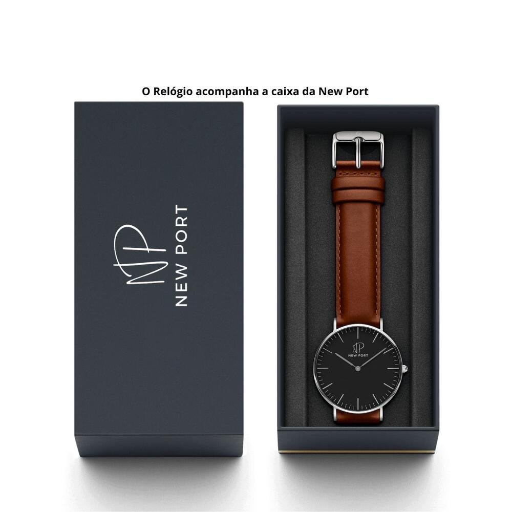 Relógio Masculino Analógico Casual Fundo Preto New Port 40mm Preto 7