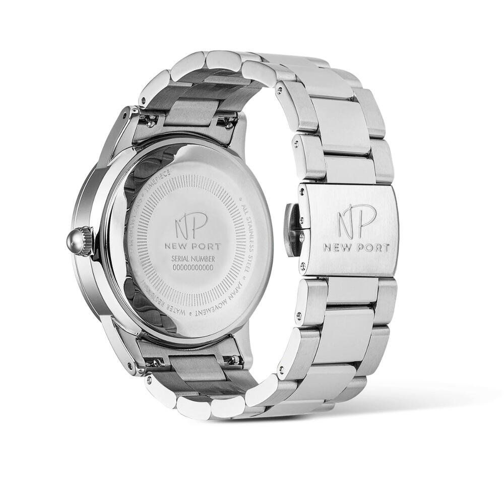 Relógio Masculino Azul Casual Elegante Analógico New Port Prata 5