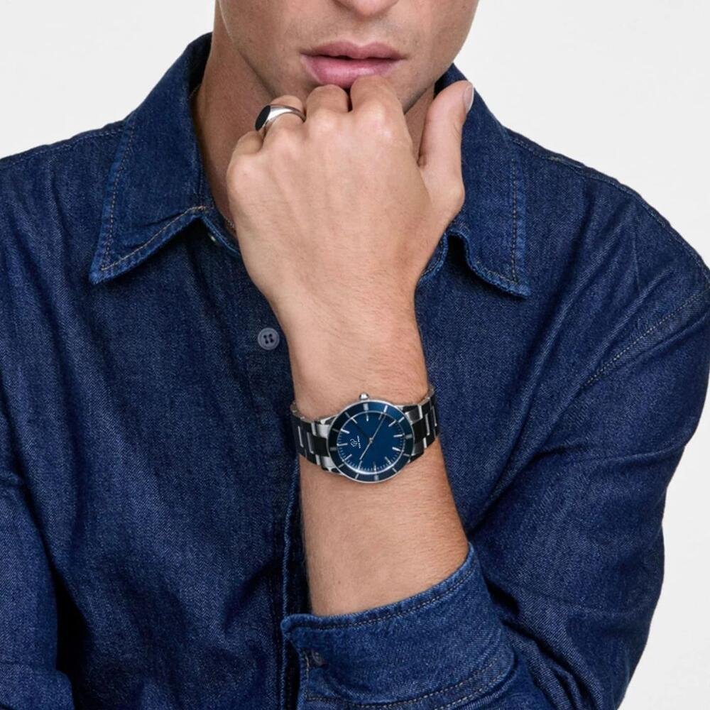 Relógio Masculino Azul Elegante Casual Analógico New Port