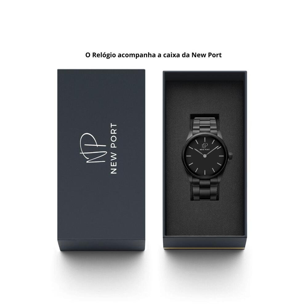 Relógio Masculino Casual Analógico Elegante Robusto New Port Preto 7